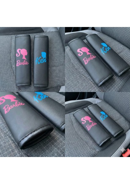 Barbie & Ken Temalı Deri 2'li Emniyet Kemeri Kılıfı Seti
