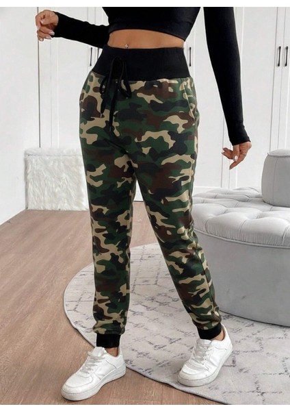 Cottonlab Kadın Yüksek Bel Bağcıklı Desenli Iki Iplik Pantolon fırsatları