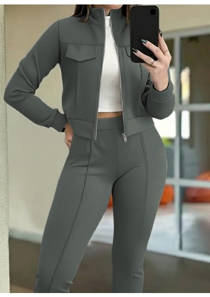 Cottonlab Kadın Uzun Kollu Önden Fermuarlı Kısa Modal Ceket ve Pantolon Ikili Takım fiyatları