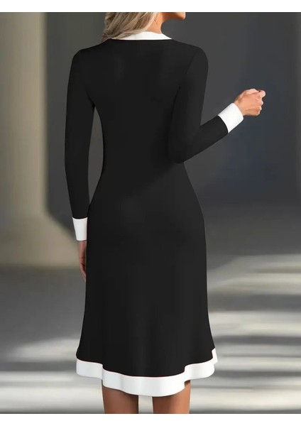 Cottonlab Kadın Uzun Kollu V Yakalı Düğmeli Midi Modal Elbise modelleri