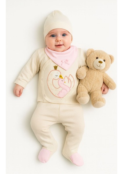Kız Bebek Yeni Doğan Kuğu Desenli Hastane Çıkışı Set