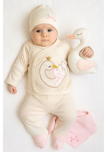 Kız Bebek Yeni Doğan Kuğu Desenli Hastane Çıkışı Set modelleri