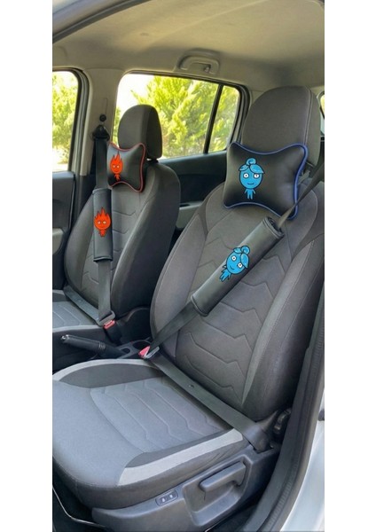 Ateş ve Su Temalı Deri Araba Boyun Yastığı ve Emniyet Kemeri Kılıfı Seti (4 Parça) fiyatları
