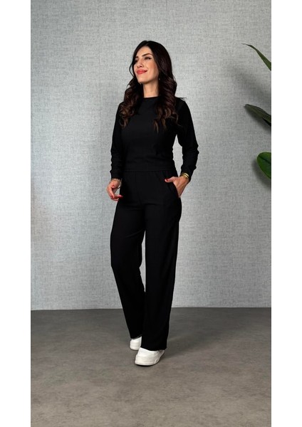 Cottonlab Kadın Uzun Kol Bisiklet Yaka Bürümcük Bluz ve Pantolon Ikili Takım fiyatları