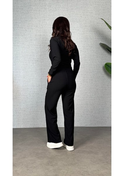 Cottonlab Kadın Uzun Kol Bisiklet Yaka Bürümcük Bluz ve Pantolon Ikili Takım indirimleri