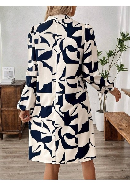Cottonlab Kadın Uzun Kollu V Yakalı Desenli Modal Mini Elbise modelleri