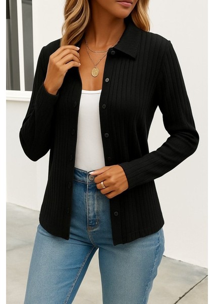 Cottonlab Kadın Uzun Kollu Yakalı Önden Düğmeli Triko Ceket modelleri