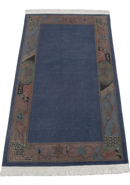 El Dokuma Eskitme Himalayalar Yün Halı 0440 - Vintage - Mavi modelleri