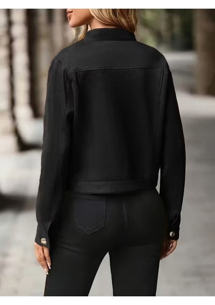 Cottonlab Kadın Uzun Kollu Önden Düğmeli Kısa Süet Ceket modelleri