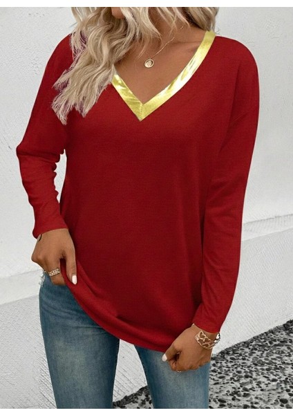Cottonlab Kadın Uzun Kollu V Parlak Yaka Detaylı Viskon Bluz fiyatları
