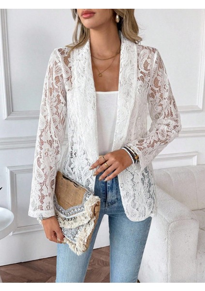 Cottonlab Kadın Uzun Kollu Yakalı Önü Açık Dantelli Ceket fiyatları