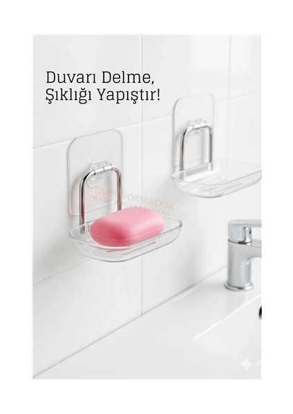 Bfs Yapışkanlı Sabunluk – Su Giderli, Katı Sabun Kutusu, 13 x 9 cm