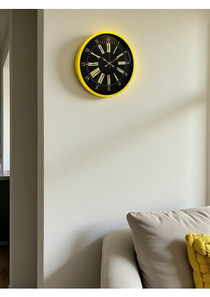 Zentime 36 cm Sarı Dekoratif Duvar Saati modelleri