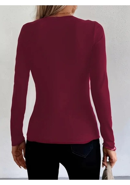 Cottonlab Kadın Uzun Kollu Yakadan Halka Detaylı Viskon Bluz modelleri