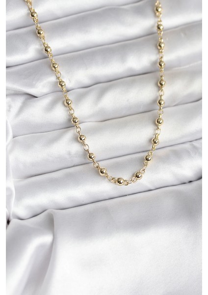 Bfs 14K Gold Renk Kaplama Topçuklu Zincir Model cm Kadın Kolye