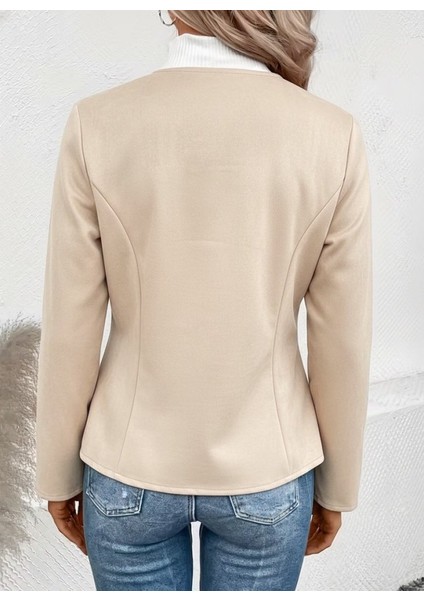 Cottonlab Kadın Uzun Kollu Yuvarlak Yaka Önden Fermuarlı Süet Ceket modelleri