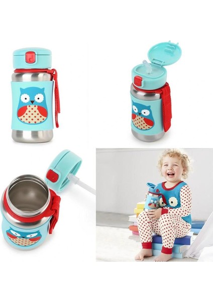 Bfs Skip Hop Zoo Pipetli Paslanmaz Çelik Suluk 350 ml Baykuş fırsatları