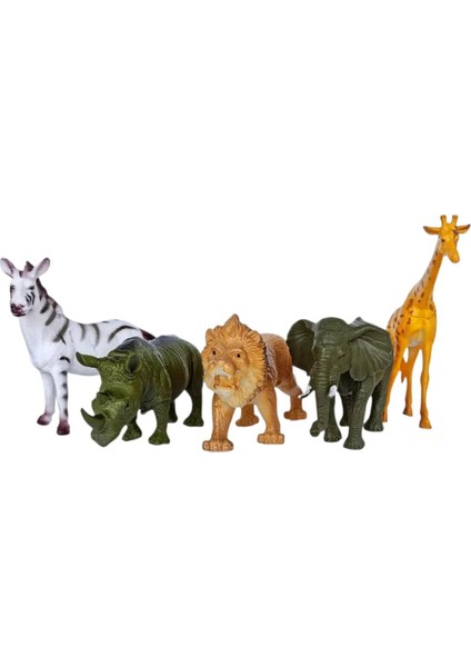 Büyük Boy Vahşi Hayvanlar 5'li Set Fil, Zürafa, Aslan, Zebra, Gergedan Oyuncak Hayvan fiyatları