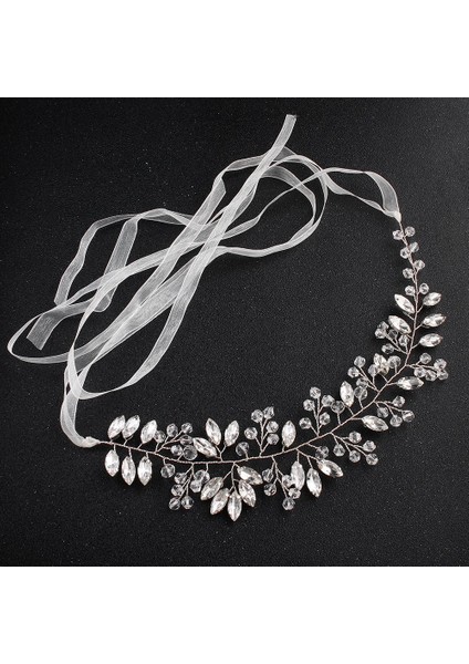 Gelin Başlığı El Yapımı Inci Saç Tarağı Tarak Estetik Yapay Elmas Çiçekler ve Yapraklar Saç Bandı Düğün Fotoğraf Plakası Saç Başlığı (Yurt Dışından)