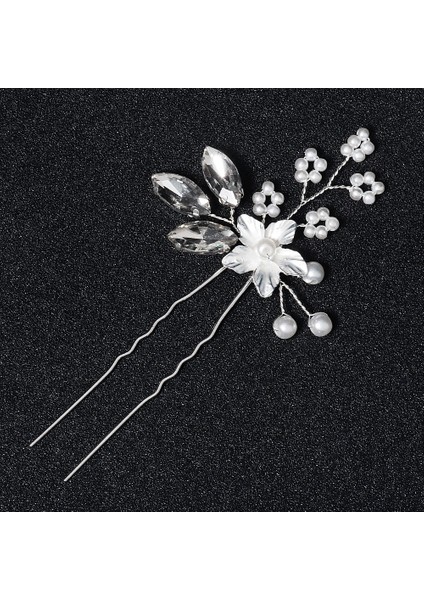 Gelin Başlığı El Yapımı Inci Saç Tarağı Tarak Estetik Yapay Elmas Çiçekler ve Yapraklar Saç Bandı Düğün Fotoğraf Plakası Saç Başlığı (Yurt Dışından)