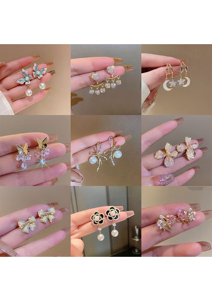 Yeni Moda Çiçek Inci Geometrik Yay Küpe Hafif Lüks Mizaç Küpe ile Yüz Kıdemli Duygusu (Yurt Dışından) fiyatları