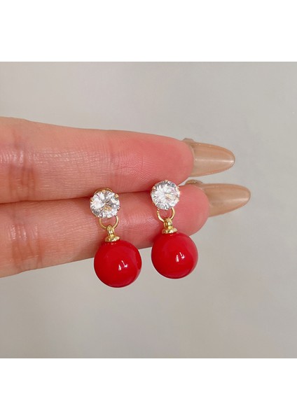 Kırmızı Noel Retro Sonbahar ve Kış Küpeleri Kadın Niş Küpeler Kadın Işık Lüks Mizaç Kıdemli Yeni Yıl Patlama Modelleri Yeni Küpeler (Yurt Dışından)