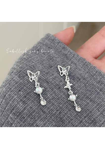 925 Iğne Küpe Kız Kalp Ins Küpe Asimetrik Balık Kuyruğu Deniz Kabuğu Uzun Bölüm Mizaç Net Kırmızı Süper Peri Küpe (Yurt Dışından)