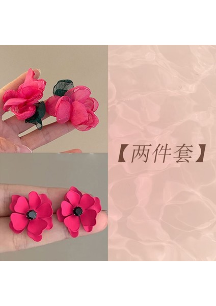 Gül Kırmızı Kalp Küpe Kadın Anlamda Mizaç Niş Tasarım Baharatlı Kız Küpe Küpe Dopamin Beyazlatma Küpe G (Yurt Dışından)