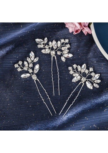 Gelin Başlığı El Yapımı Inci Saç Tarağı Tarak Estetik Yapay Elmas Çiçekler ve Yapraklar Saç Bandı Düğün Fotoğraf Plakası Saç Başlığı (Yurt Dışından)