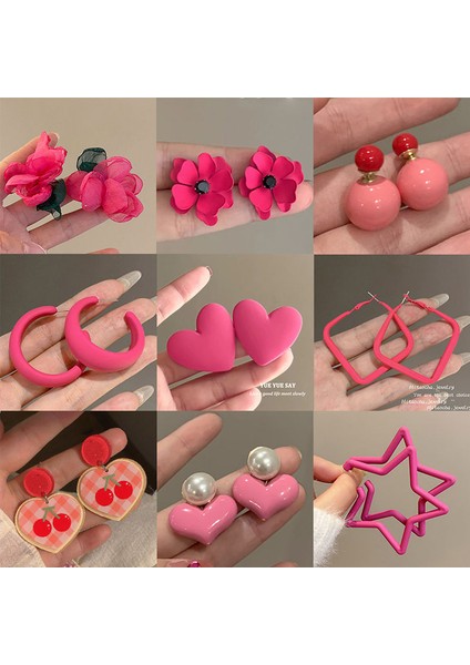 Gül Kırmızı Kalp Küpe Kadın Anlamda Mizaç Niş Tasarım Baharatlı Kız Küpe Küpe Dopamin Beyazlatma Küpe G (Yurt Dışından) fiyatları