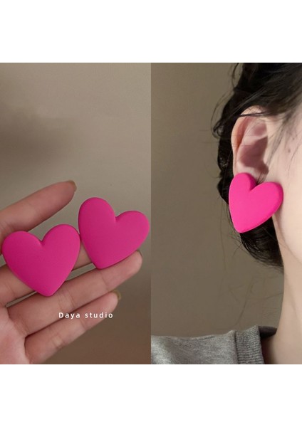 Gül Kırmızı Kalp Küpe Kadın Anlamda Mizaç Niş Tasarım Baharatlı Kız Küpe Küpe Dopamin Beyazlatma Küpe G (Yurt Dışından) fırsatları