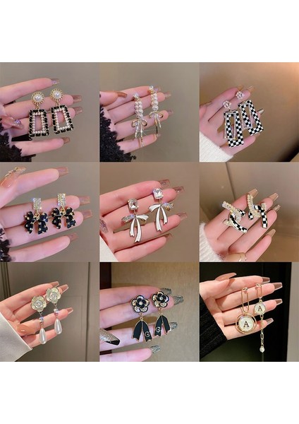 Yeni Moda Çiçek Inci Geometrik Yay Küpe Hafif Lüks Mizaç Küpe ile Yüz Kıdemli Duygusu (Yurt Dışından) fırsatları