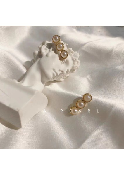 925 Gümüş Iğne Fransız Mizaç Inci Küpe Kore Versiyonu Küpe Kıdemli Duygusu Aşk Çiçek Yüz Küpe ile Kadın (Yurt Dışından)