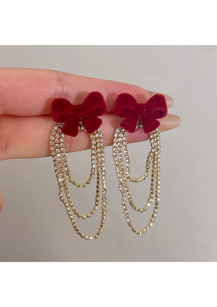 Kırmızı Noel Retro Sonbahar ve Kış Küpeleri Kadın Niş Küpeler Kadın Işık Lüks Mizaç Kıdemli Yeni Yıl Patlama Modelleri Yeni Küpeler (Yurt Dışından)