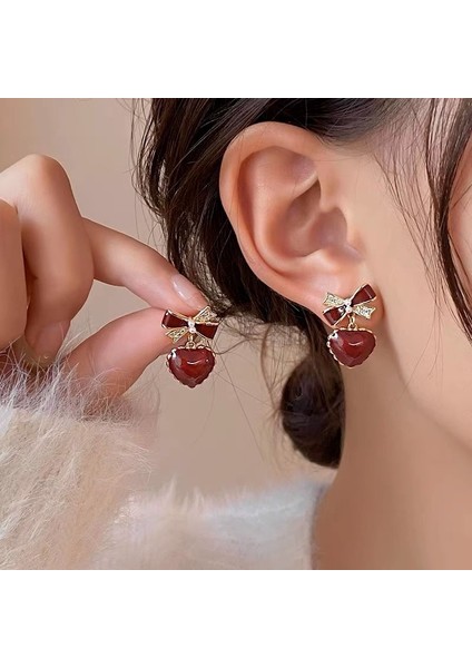 Kırmızı Noel Retro Sonbahar ve Kış Küpeleri Kadın Niş Küpeler Kadın Işık Lüks Mizaç Kıdemli Yeni Yıl Patlama Modelleri Yeni Küpeler (Yurt Dışından) fırsatları