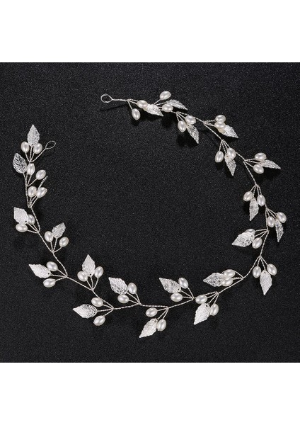Gelin Başlığı El Yapımı Inci Saç Tarağı Tarak Estetik Yapay Elmas Çiçekler ve Yapraklar Saç Bandı Düğün Fotoğraf Plakası Saç Başlığı (Yurt Dışından)