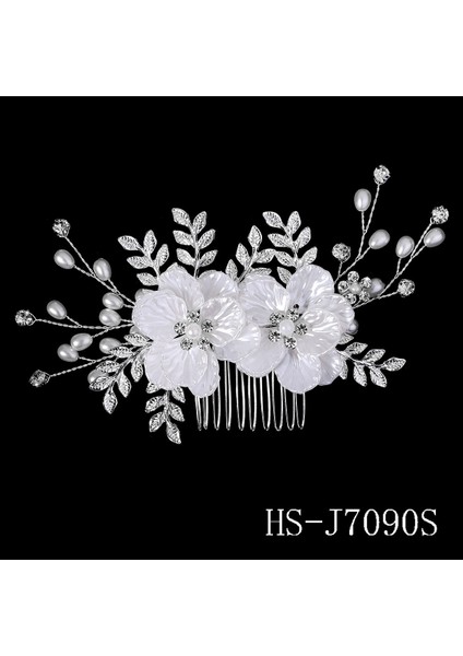 Gelin Başlığı El Yapımı Inci Saç Tarağı Tarak Estetik Yapay Elmas Çiçekler ve Yapraklar Saç Bandı Düğün Fotoğraf Plakası Saç Başlığı (Yurt Dışından)