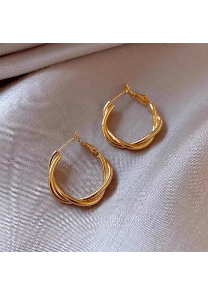 Avrupa ve Amerika Birleşik Devletleri'ndeki Yeni Kırık Gümüş Düz Daire Küpeler Atılı Hafif Lüks Kıdemli Daire Küpe Tokası Basit Mizaç Küpe ile Yüz Duygusu (Yurt Dışından)