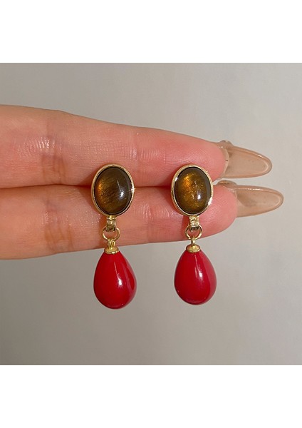 Kırmızı Noel Retro Sonbahar ve Kış Küpeleri Kadın Niş Küpeler Kadın Işık Lüks Mizaç Kıdemli Yeni Yıl Patlama Modelleri Yeni Küpeler (Yurt Dışından)