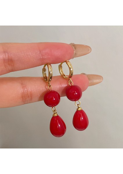 Kırmızı Noel Retro Sonbahar ve Kış Küpeleri Kadın Niş Küpeler Kadın Işık Lüks Mizaç Kıdemli Yeni Yıl Patlama Modelleri Yeni Küpeler (Yurt Dışından)