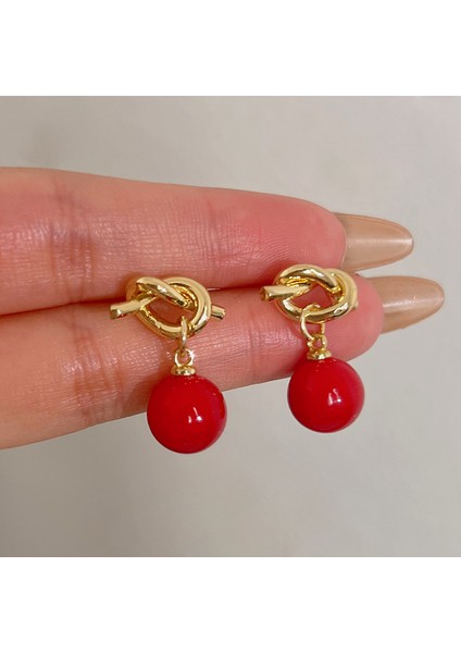 Kırmızı Noel Retro Sonbahar ve Kış Küpeleri Kadın Niş Küpeler Kadın Işık Lüks Mizaç Kıdemli Yeni Yıl Patlama Modelleri Yeni Küpeler (Yurt Dışından)