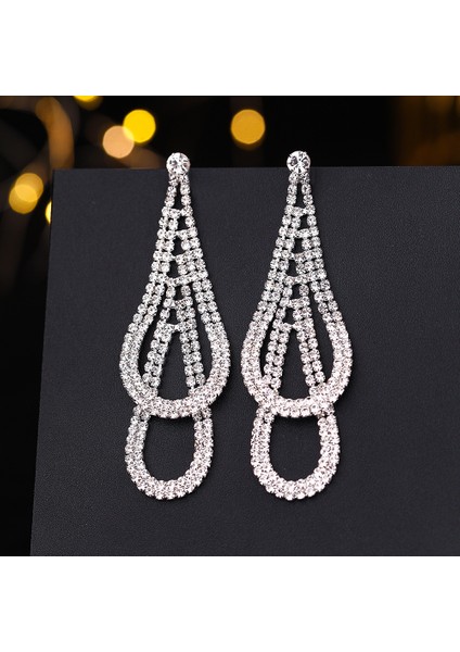 Tam Elmas Uzun Püskül Küpe Soğuk Küpe Atılı Işık Lüks Kıdemli Mizaç Duygusu Küpe Kristal (Yurt Dışından) modelleri