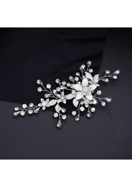 Gelin Başlığı El Yapımı Inci Saç Tarağı Tarak Estetik Yapay Elmas Çiçekler ve Yapraklar Saç Bandı Düğün Fotoğraf Plakası Saç Başlığı (Yurt Dışından)