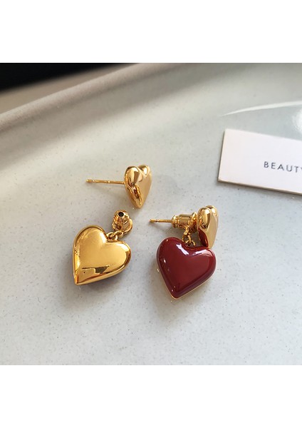 Yüksek Kaliteli 925 Gümüş Iğne Ankora Kırmızı Küpe Retro Işık Lüks Kıdemli Zirkonya Küpe Duygusu Basit Küpe Kadın (Yurt Dışından)