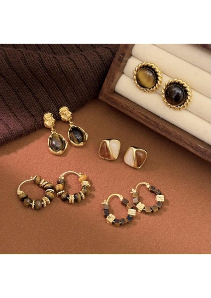 Merad Retro Köri Küpe Niş Hong Kong Tarzı Hafif Lüks Üst Düzey Küpe Duygusu Mizaç ve Küpe ile Moda Kadın (Yurt Dışından) modelleri