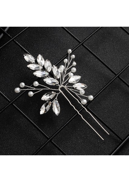 Gelin Başlığı El Yapımı Inci Saç Tarağı Tarak Estetik Yapay Elmas Çiçekler ve Yapraklar Saç Bandı Düğün Fotoğraf Plakası Saç Başlığı (Yurt Dışından)