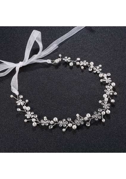 Gelin Başlığı El Yapımı Inci Saç Tarağı Tarak Estetik Yapay Elmas Çiçekler ve Yapraklar Saç Bandı Düğün Fotoğraf Plakası Saç Başlığı (Yurt Dışından)