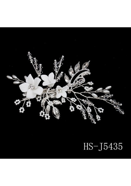 Gelin Başlığı El Yapımı Inci Saç Tarağı Tarak Estetik Yapay Elmas Çiçekler ve Yapraklar Saç Bandı Düğün Fotoğraf Plakası Saç Başlığı (Yurt Dışından)