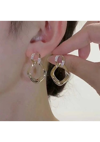 Yeni Moda Çiçek Inci Geometrik Yay Küpe Hafif Lüks Mizaç Küpe ile Yüz Kıdemli Duygusu (Yurt Dışından)