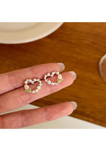 Gümüş Iğne Akrilik Pirinç Boncuk Şifon Çiçekler Püskül Küpe Mori Süper Peri Tatil Tarzı Küpe Moda Tatlı Küpe (Yurt Dışından)